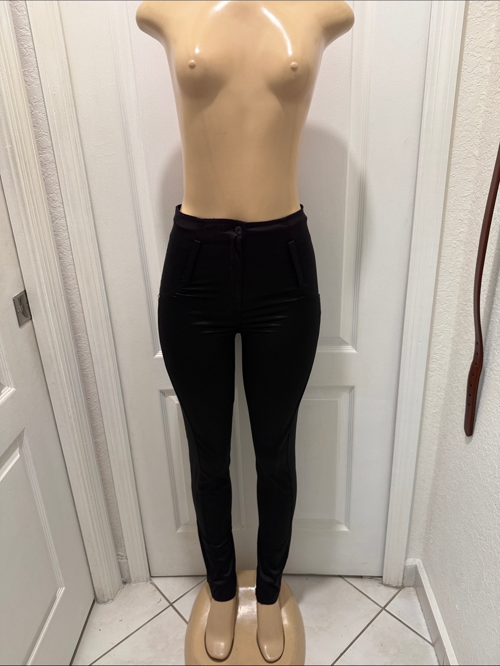 High-Rise Black Skinny Ponte Pants